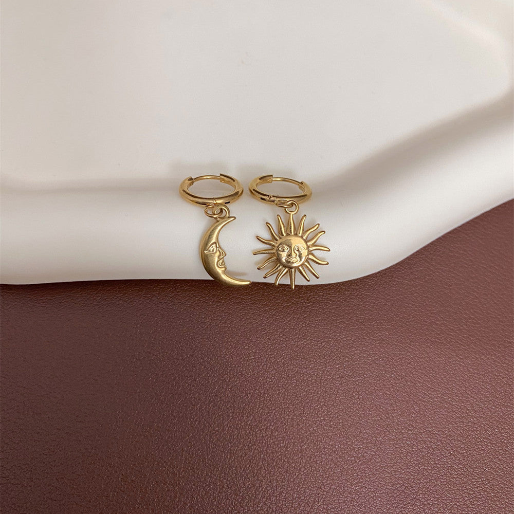 Sun & Moon Charm Hoops Earrings