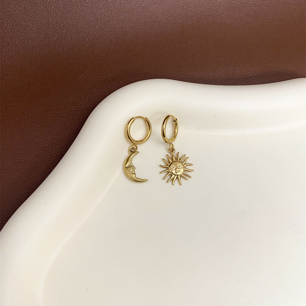 Sun & Moon Charm Hoops Earrings