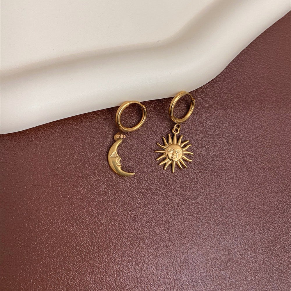 Sun & Moon Charm Hoops Earrings
