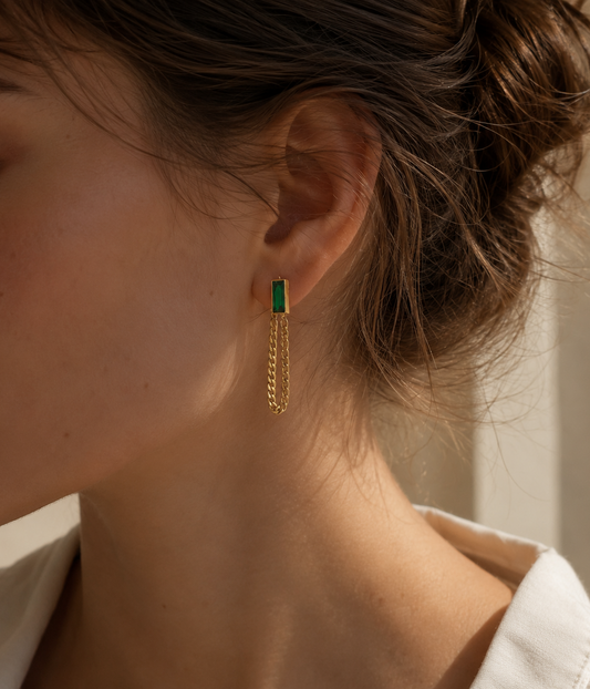 Emerald Chain Earrings