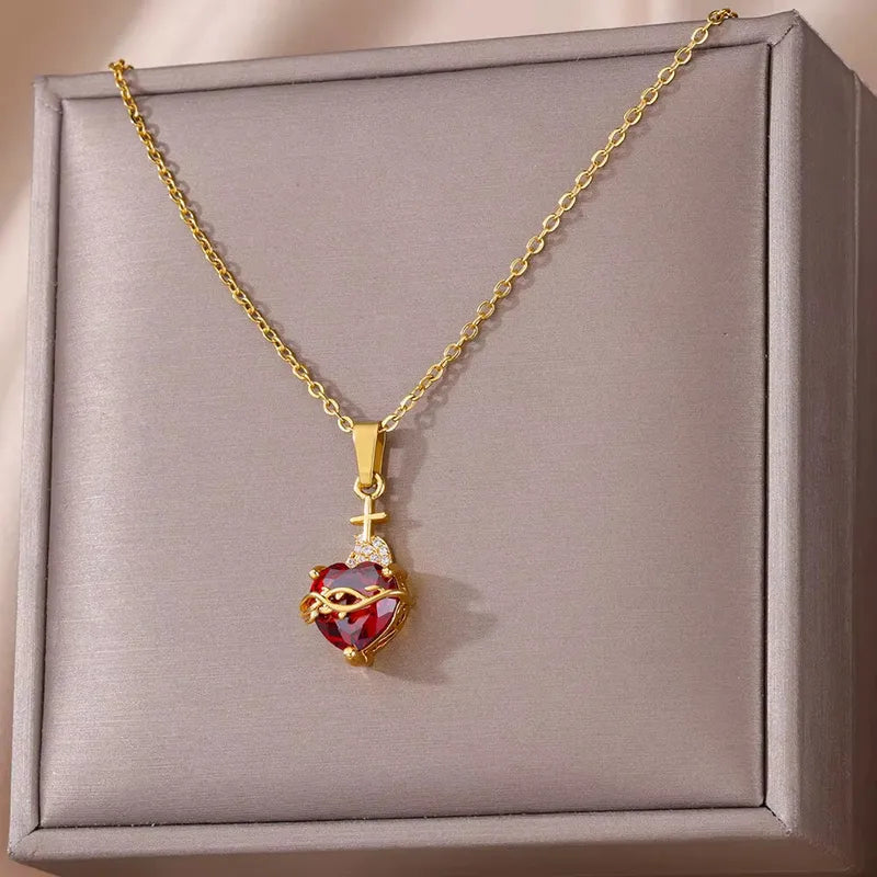 Ruby Empress Heart Necklace