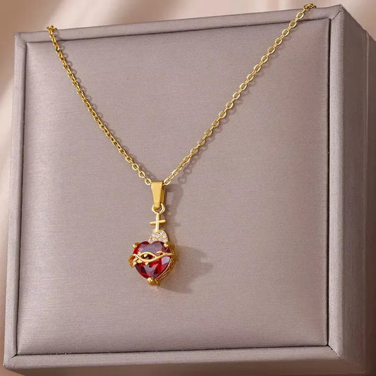 Ruby Empress Heart Necklace